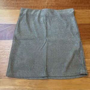 Wild Fable Silver Sparkly Shimmery Mini Pencil Skirt with Elastic Waistband NWOT